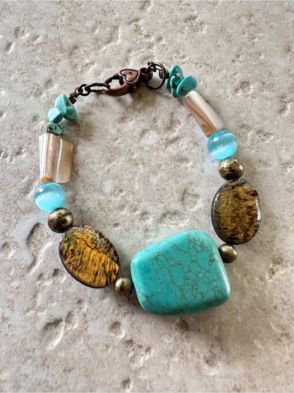 Turquoise Stone Beaded Bracelet - Blue Multi-Accent